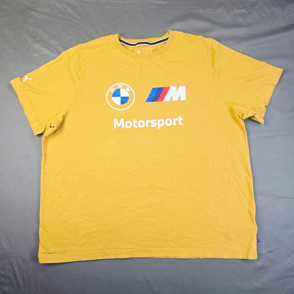 Puma BMW Motorsport Graphic T-Shirt Men's Size XXL Yellow Racing Logo Tee